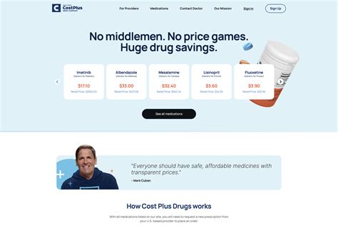 Costplusdrugs com - Feb 1, 2022 · Cuban launched the online pharmacy, called The Mark Cuban Cost Plus Drugs Company (MCCPDC), on January 19, 2022. As a registered pharmaceutical wholesaler that purchases drugs directly from manufacturers, MCCPDC aims to “shield consumers from inflated drug prices” by bypassing middlemen. The need for affordable drugs in the U.S. is undeniable. 
